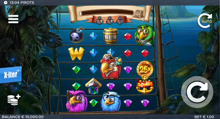 Original Pirots slot gameplay screen