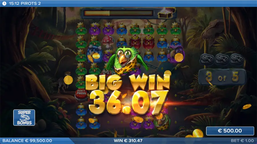 Pirots 2 bonus or feature screen